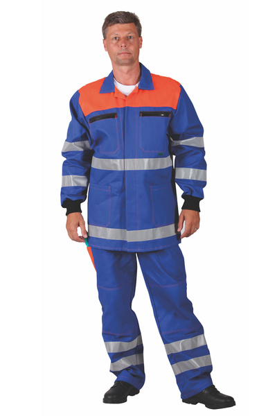 Blůza pracovní VLADO, středně modrá s reflex. pruhy